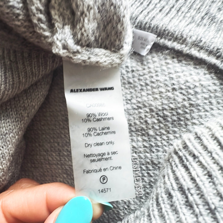 T by Alexander Wang Wool Cashmere V Neck Sweater Light Gray Size M