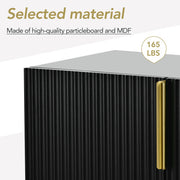 Bauhaus Sleek Elegance Modern 4-door Sideboard Minimalist Style Buffet Cabinet with Gold Metal Handle and Legs