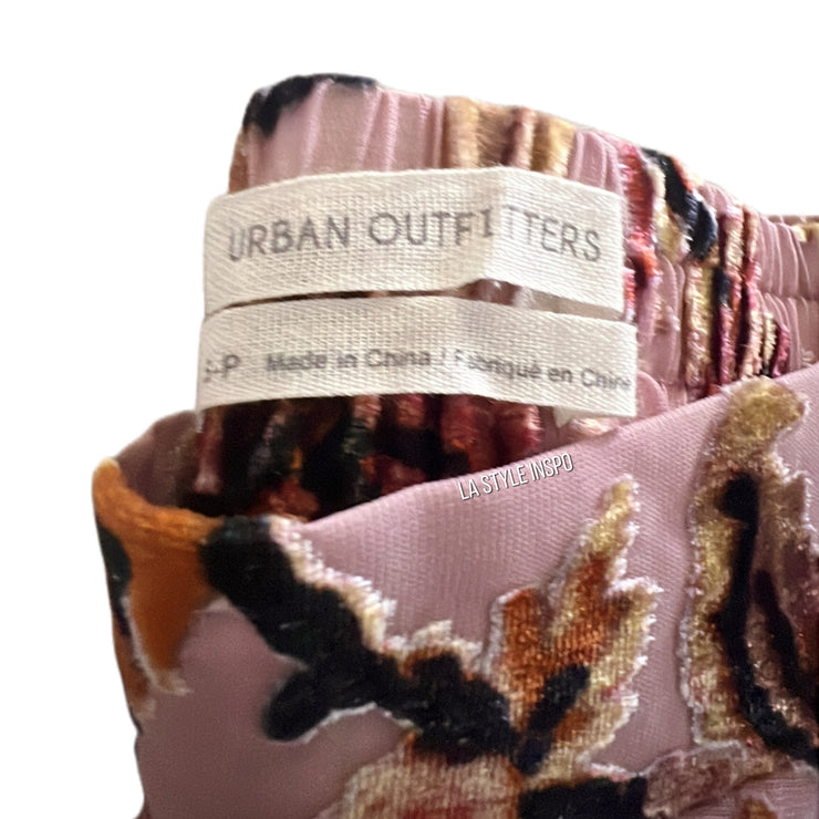 Urban Outfitters Velvet Floral Mini Skirt A Line in Pink Size Small