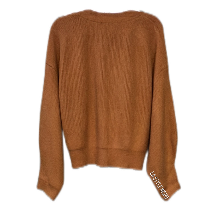 7 For All Mankind Buttoned Sweater Camel Brown Size Large