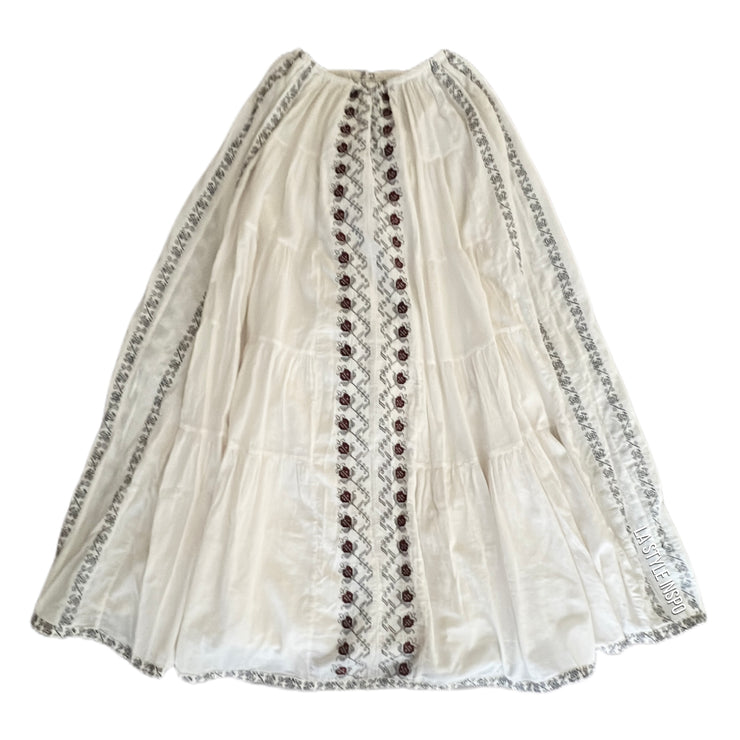 Zara 100% Cotton Embroidered Bohemian Maxi Skirt White Cream Size XS