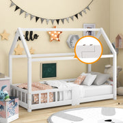 Little Home Triangle Canopy House Single Bed 100% Pine Wood in White 35” x 79”