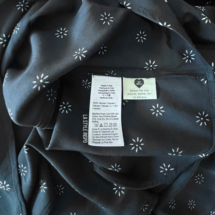 Madewell Sweetheart Puff-Sleeve Midi Dress in Stardot Navy Blue Size 0