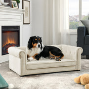 Le Canapé Chaise Longue XVI Elegant Rectangular Pet Bed For Medium and Large Dogs in Beige 40" x 23" x 14"