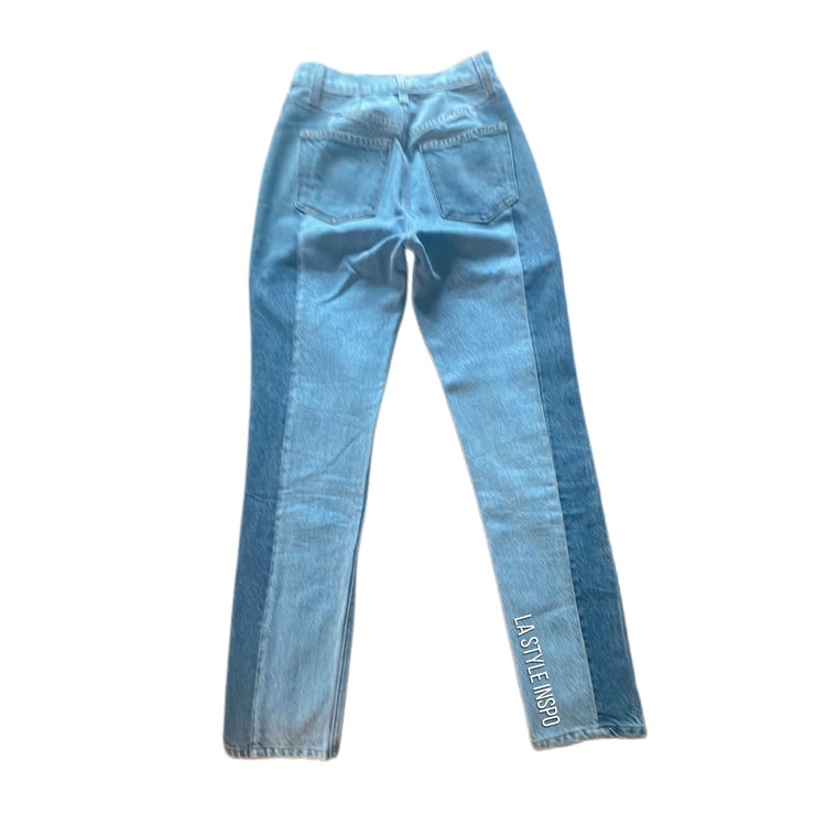 Reformation Jeans Ozark Cynthia High Rise Straight Two-Tone Blue Jeans Size 23