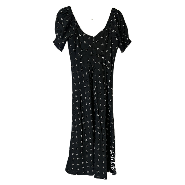 Madewell Sweetheart Puff-Sleeve Midi Dress in Stardot Navy Blue Size 0