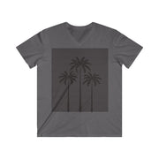 Men's V-Neck Retro T-Shirt Palm Trees 100% Cotton Original Design Gift for Him
