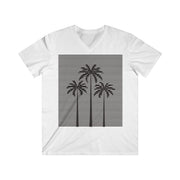 Men's V-Neck Retro T-Shirt Palm Trees 100% Cotton Original Design Gift for Him