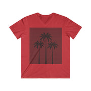 Men's V-Neck Retro T-Shirt Palm Trees 100% Cotton Original Design Gift for Him