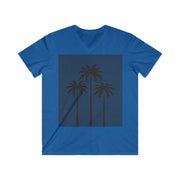 Men's V-Neck Retro T-Shirt Palm Trees 100% Cotton Original Design Gift for Him