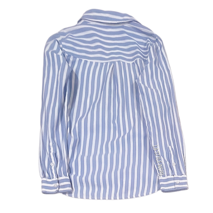 Lucky Brand 100% Cotton Blue and White Striped Button-Up Long Sleeve Shirt Size Small
