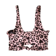 Beach Riot Twist Sport Bra Top Leopard Black Pink Size Small