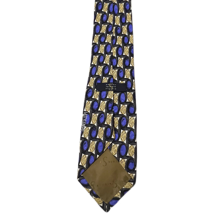 Robert Tallbot 100% Silk Tie Gold and Blue