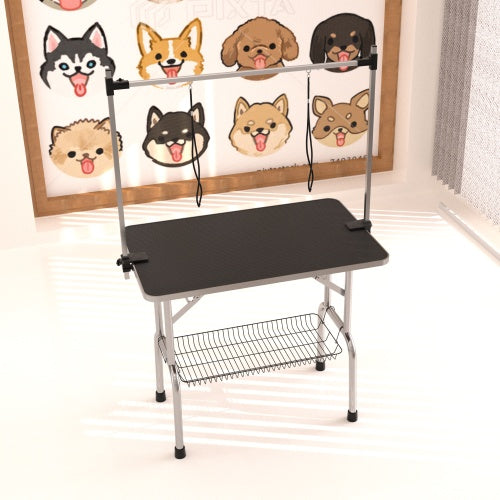 Professional Dog Pet Grooming Table Large Adjustable Heavy Duty Portable With Armrests And Lasso & Grid Tray