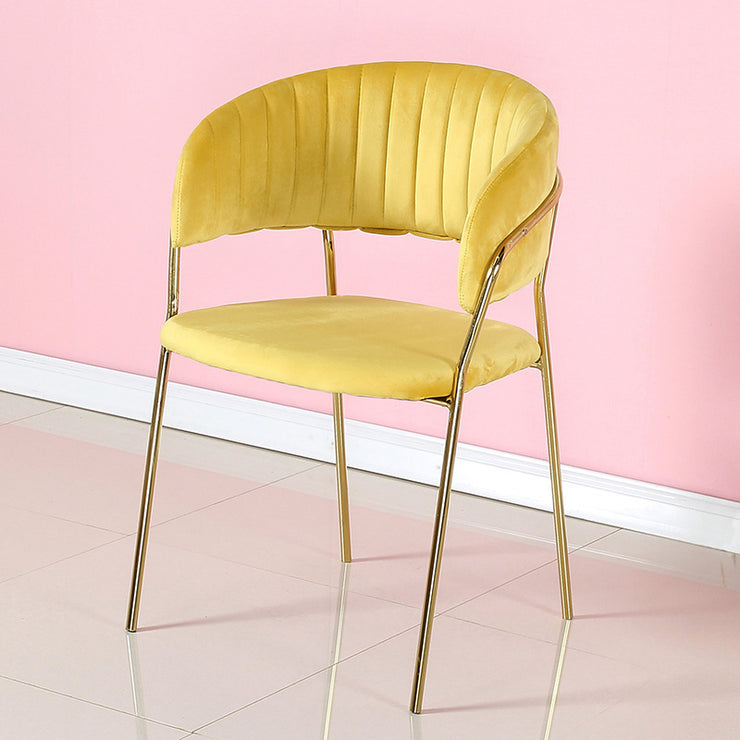 Hotel Cafe Romantic Escape Aesthetic Furniture Velvet Dining Chair with Gold Legs in Color Turquoise, Off White, Light Pink, Fuchsia, Yellow, Gray and Emerald