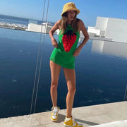 Watermelon Sugar Vibe Strawberry Tank Top Dress As Seen on Hailey Bieber Size S, M, L