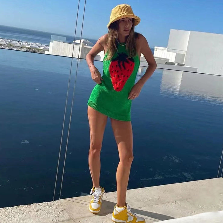 Watermelon Sugar Vibe Strawberry Tank Top Dress As Seen on Hailey Bieber Size S, M, L