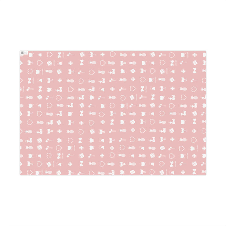 Pink Heart & Key Pattern Gift Wrap Paper Romantic LA Icons Signature Wrapping