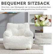 Manhattan Lounge Personal Couch Padded Foam Doll Chair Made of Teddy Fabric in Natural White