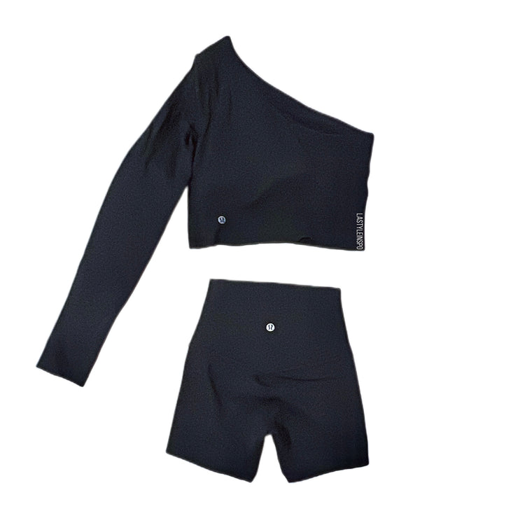 Lululemon Sporty Set Black One Long Sleeved Top Size 2 + Align Shorts Size 0