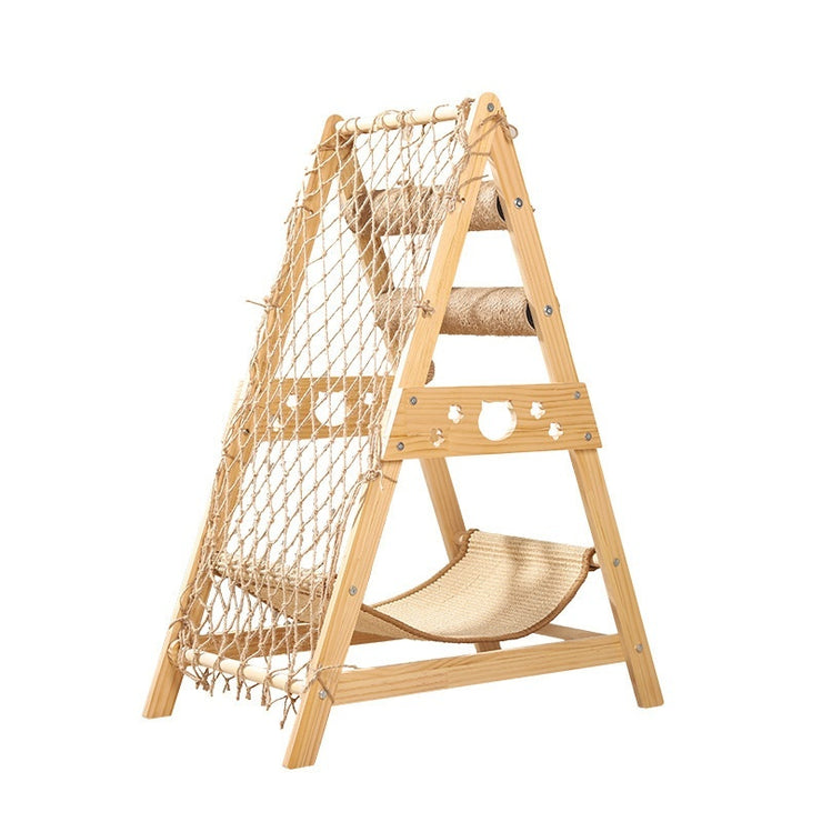 Intelligent Tower Pet Column Toy Solid Wood Frame for Play, Scratch, Chew and Climb for Cats and Bunnies