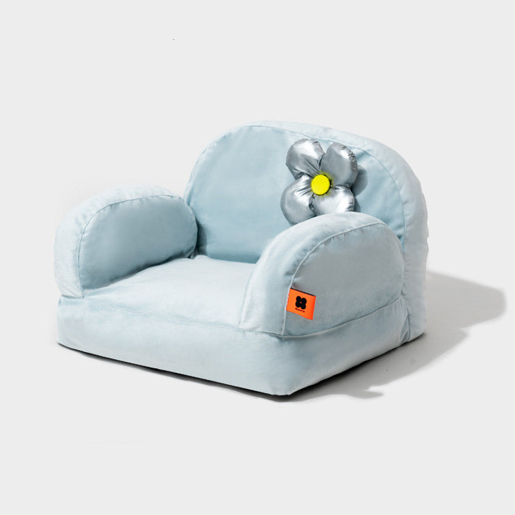 Mochi Pop Cozy Pets Sofa Couch Bed Pet Lounge Removable Washable in Light Blue, Black & White