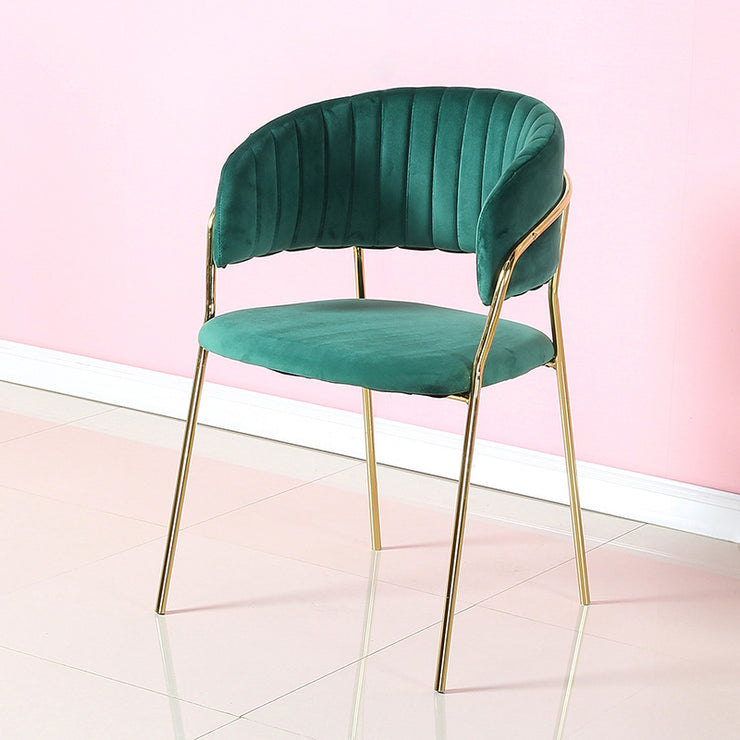 Hotel Cafe Romantic Escape Aesthetic Furniture Velvet Dining Chair with Gold Legs in Color Turquoise, Off White, Light Pink, Fuchsia, Yellow, Gray and Emerald