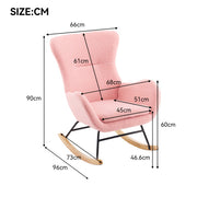 Deluxe Teddy Velvet Rocking Chair Modern-style leisure single sofa in Baby Pink