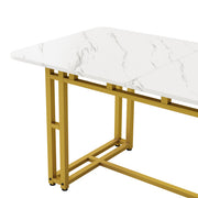 Brentwood Moments Metal Frame Rectangular Dining Table Modern Kitchen Table with Gold Legs in White 47” x 27” x 29”