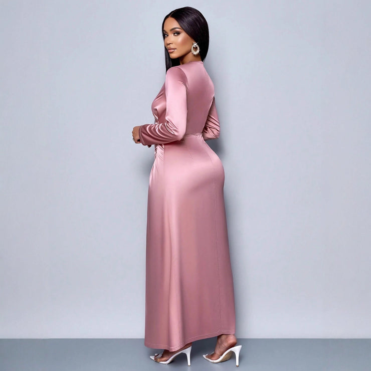 Peony Elegant Satin Dress Womens Pink and Black  La Style Inspo