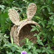 Happy Bunnies Chewable Pet Rabbit Handmade Straw Woven Tunnel with Bunny Ears in Size Small 8” x 8” x 7” / Medium 10” x 10” x 9”