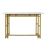 Brentwood Moments Metal Frame Rectangular Dining Table Modern Kitchen Table with Gold Legs in White 47” x 27” x 29”