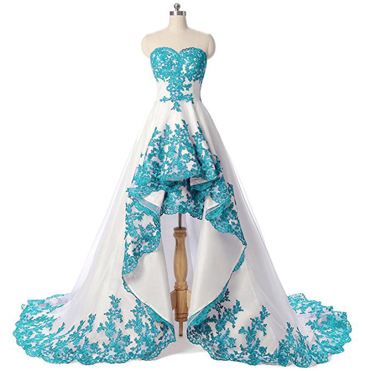 Princess Dress Long Tail Gown Asymmetrical Ruffled White Blue / White LA Style Inspo Princess Dress Long Tail Gown Asymmetrical Ruffled White Blue / White LA Style Inspo