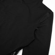 Mystique Deep Stitching Lace Sheath Long Sleeve Socialite Maxi Dress in Black Size S, M, L