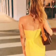 BCBG Classy Cocktail Strapless Mini Dress in Yellow Size 4
