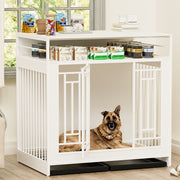Spoiled Pet Elegant Modern Indoor Condo 43.3 Inch Large Kennel Furniture, Wooden Kennel With Divider for Dog, Cat, Bunnies and Other Small Pets