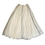 Zara 100% Cotton Embroidered Bohemian Maxi Skirt White Cream Size XS