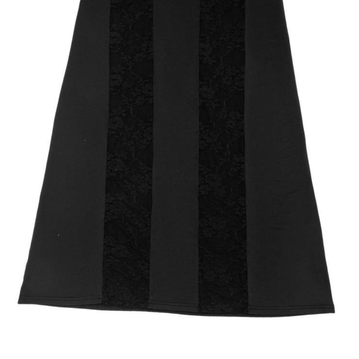 Mystique Deep Stitching Lace Sheath Long Sleeve Socialite Maxi Dress in Black Size S, M, L