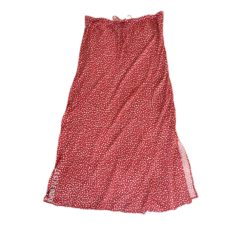 Madewell Drawstring Midi Skirt Side Slit Picnic Pattern in Red Brick Size 6