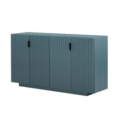 Venice Beach Lifestyle Sideboard Retro Furniture Wave Doors, Ample Storage Space in Antique Light Blue 59.8” x 15.7” x 33.4”