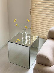 Minimal Cube 3D Mirror Acrylic Rare Coffee Table Bedside Table Decor in Silver and Gold