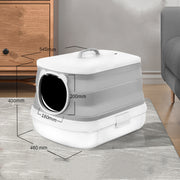 Sunday Whiskers The Incredibly Oversized Foldable Litter Box Fully Enclosed for Cats and Bunnies Color Light Gray