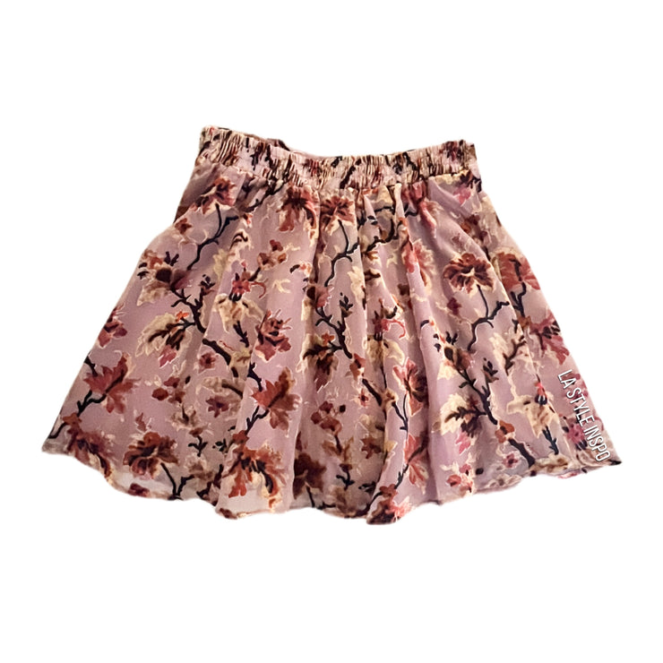 Urban Outfitters Velvet Floral Mini Skirt A Line in Pink Size Small