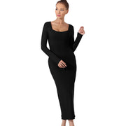 Accentuate Simply Beauty Maxi Dress Deep Neck Solid Color in Black and Coffee Sizes, S, M, L, XL, 2X, 3X, 4X