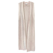 WRAP London Maxi Cardigan Open Front Cotton Knit Beige Tan Size 12
