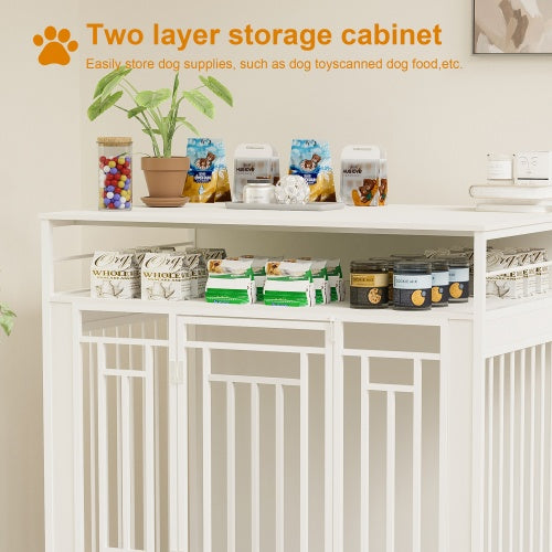 Spoiled Pet Elegant Modern Indoor Condo 43.3 Inch Large Kennel Furniture, Wooden Kennel With Divider for Dog, Cat, Bunnies and Other Small Pets