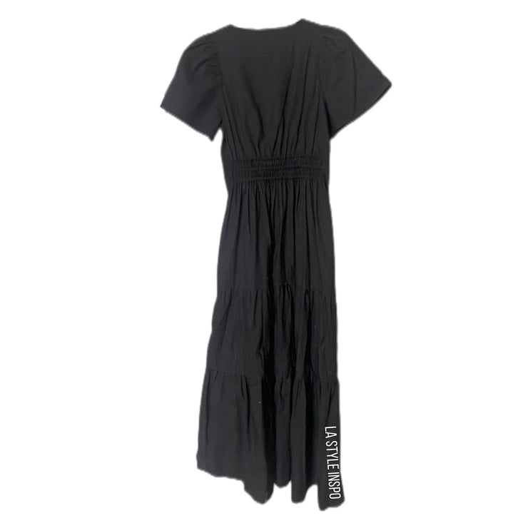 Anthropology Prarie Maxi Dress Short Sleeved Fit and Flare Black Size – LA Style Inspo