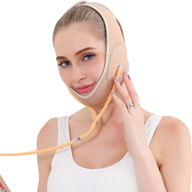 Face Mask Beauty Inflatable Face-lift Bandage with Remote Color Skin Tone, Black and Pink