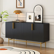 Bauhaus Sleek Elegance Modern 4-door Sideboard Minimalist Style Buffet Cabinet with Gold Metal Handle and Legs