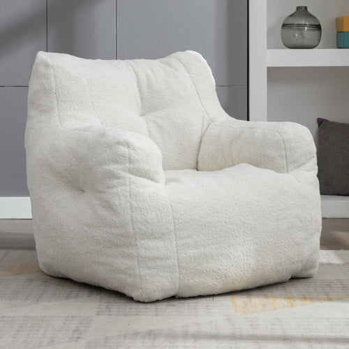 Manhattan Lounge Personal Couch Padded Foam Doll Chair Made of Teddy Fabric in Natural White